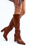 Women's knee-high boots with stiletto heel Camel Fiminna