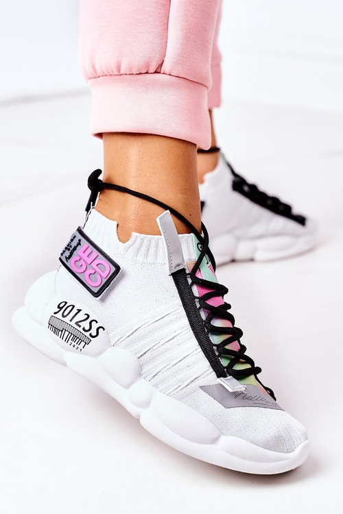 Sneakersy Sportowe Buty Wiązane Białe Bubble Tea
