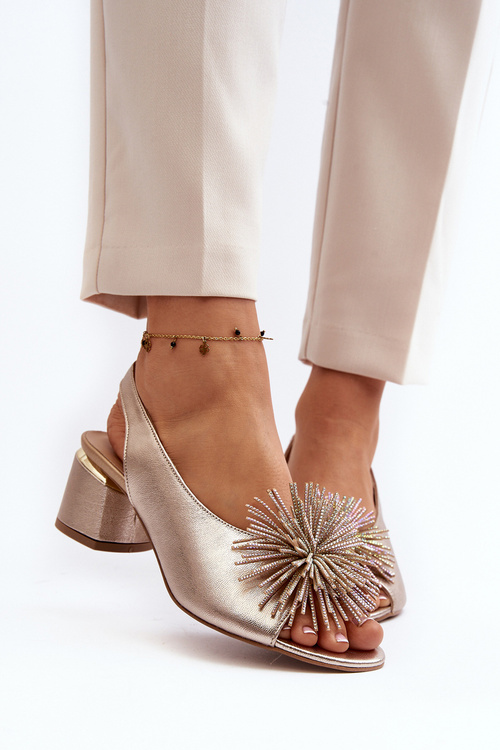 Leather Sandals with Ornament Laura Messi 2719 Gold