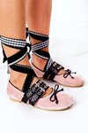Lace-up Velor Ballerinas Lu Boo Pink