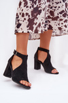 Sandals With Perforated Design On Heel Eco Suede Black Helori