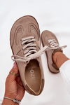 Ladies Leather Sneakers Barefoot Zazoo N1277S2 Beige