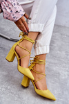 Classic Tied Suede Pumps Yellow Lucira