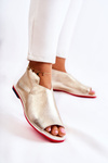 Leather Sandals On A Slider Gold Clorie