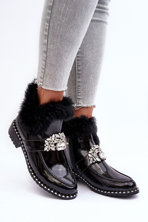 Women's Flat Heel and Platform Ankle Boots Black Linestta