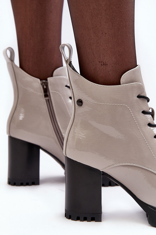 Lacquered Heel Boots with Insulation Light Grey SBarski MR870-54