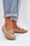 Women's Flat Classic Suede Loafers S.Barski LR51-548 Beige