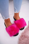 Women's Faux Fur Flip Flops Fuchsia NiceFur