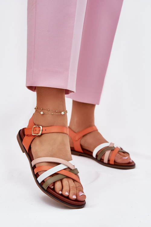 Sandały Damskie Przeplatające Się Paski Pomarańczowe Sergio Leone SK090H