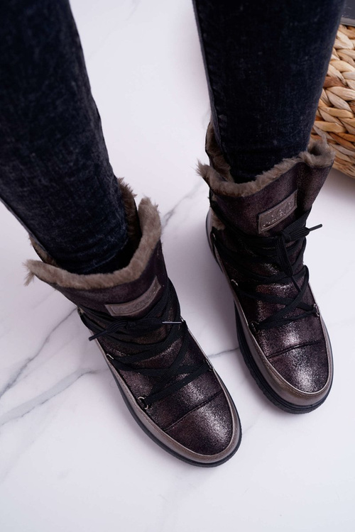 Women's Fleece Warmed Snow Boots Dark Grey Fereni