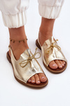 Zazoo 2898 Leather Flat Sandals Gold