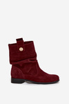 Leather Suede Women's Boots with Ruffle Lining Insulated Zazoo 4210 Bordeaux