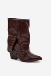 Cowboy Boots With Turned Over Shaft And Embellishment Insulated Chocolate Inessia