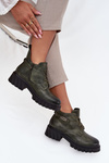 Low Insulated Women's Boots On Block Heel With Decorative Strap Dark Green Therisse