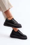 Women's Leather Sneakers on Chunky Platform Black S.Barski LR628