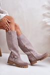 Women's Suede Knee High Boots Lewski 3615 Cappuccino