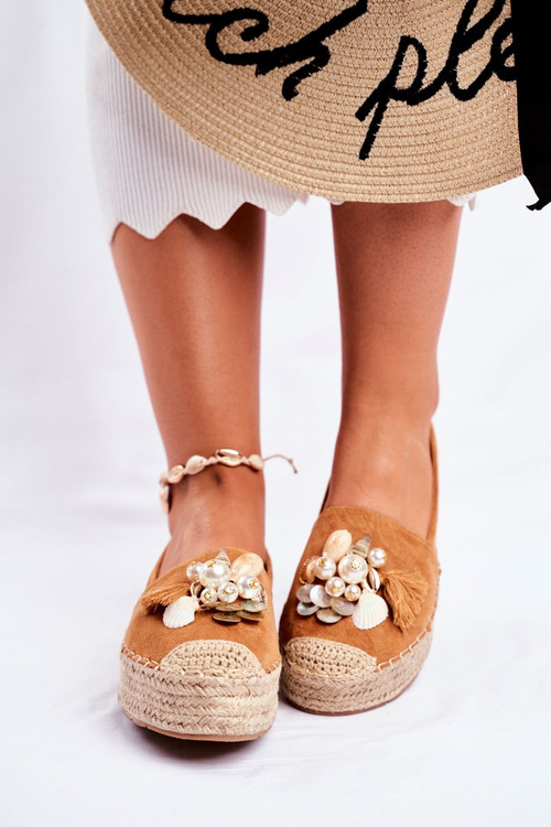 Women’s Espadrilles On Platform Linen Camel Denver