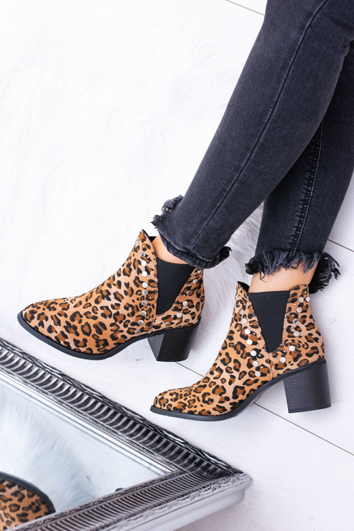 Women's Savage Rivet Leather Stiletto Boots with Panther Stiletto heel