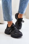 Damskie Sneakersy Masywna Podeszwa Czarne Amoserna