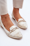 Leather Ballerinas with Zazoo 2885 Gold-White Embellishment