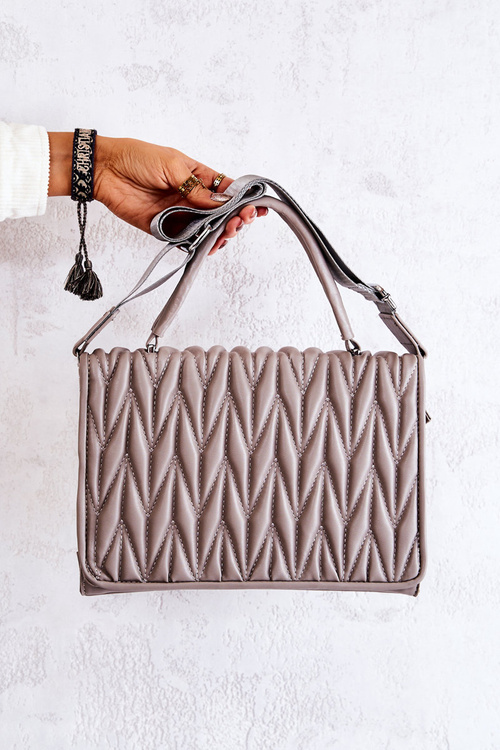 Quilted Letterman Handbag Grey Roselyn 