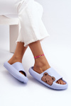 Women's Lightweight Foam Slippers with Teddy Bear Motif Blue Parisso