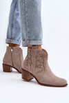 Zazoo 3426 Women's Suede Cowboy Boots Cappucino