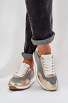Sneakersy Buty Sportowe Damskie Skóra Naturalna Złote D&A LR51-847 