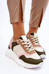 Women's Leather Platform Sneakers Beige-pink Chaya