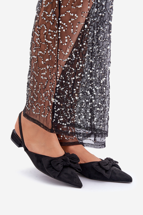 Ballet Flats With Pointed Toes And Bow Black Lotiara