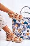 Suede Sandals With Studs Beige Marey