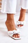 Leather Slippers With A Bow White Rosalee 