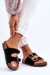 Women's Slippers On Cork Sole Black Cortina
