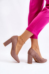 Suede Pumps On A Fashionable Heel Beige Estellia