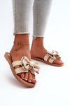 Women's Beige Bow Slides Rivarina