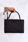 Quilted Letterman Handbag Black Roselyn 