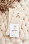 Women's Plain Socks With Light Beige Text
