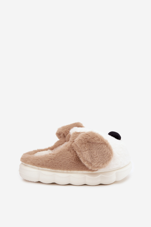 Furry Ladies Slippers Dogs Beige Faylen