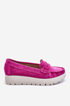 Suede Platform Loafers Fuchsia Milana