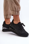Women's Wedge Sneakers Adorned with Zirconia D&A MR38-377 Black