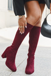 Women's Boots with Stitching on Block Heel Bordeaux Brivana