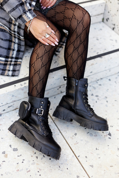 Worker Boots With Pouch Black Olenisse