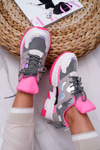 Sporty Women's Shoes Colored Insert Fuchsia Colored