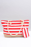Women's Red Large Navy Beach Handbag