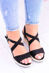 Women's Black Showen Anchor Sandals