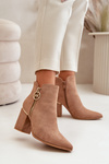 Women's Heeled Boots With Pointed Toes Eco Suede Warm Brown Raisha