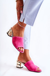 Women's Suede Slippers On Heel Pink Perry
