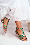 Elegant Sandals With Floral Pattern Green Brooke