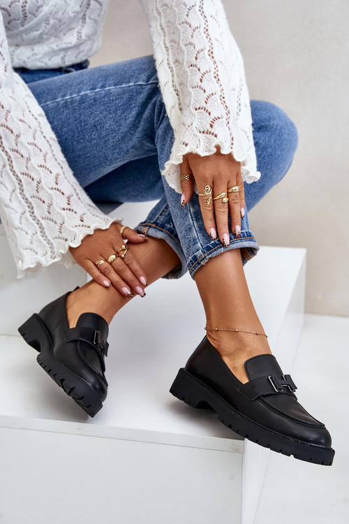 Damskie Mokasyny Z Eko Skóry Czarne Vinceza 62187