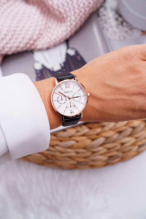 Women's Watch Michael John Black White Dial Estrado
